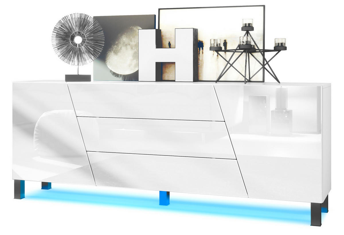 SIDEBOARD Houston Weiß Hochglanz - Weiß Hochglanz, Holzwerkstoff (178/69.5/38.5cm) - Vladon
