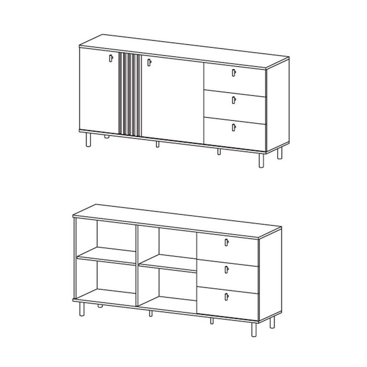SIDEBOARD Madis sand grange eiche / anthrazit 165,1 cm / 40 cm / 82,2 cm - Braun, Holz/Holzwerkstoff (165/82/40cm) - Feldmann-Wohnen