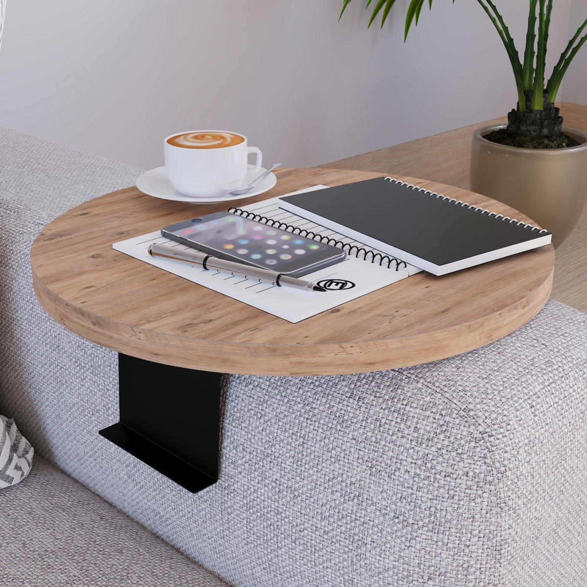 SOFATABLETT Kuleskyd - Braun, Holzwerkstoff/Metall (34/13.5/34cm) - [en.casa]