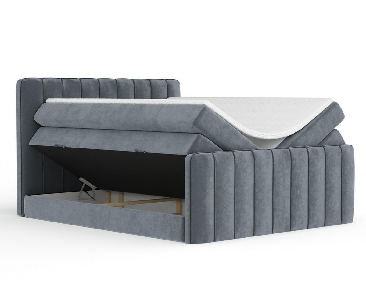 BOXSPRINGBETT Novara Grau 140/200 cm - Schwarz/Grau, Holz/Holzwerkstoff (140/200cm) - Maison de Reve