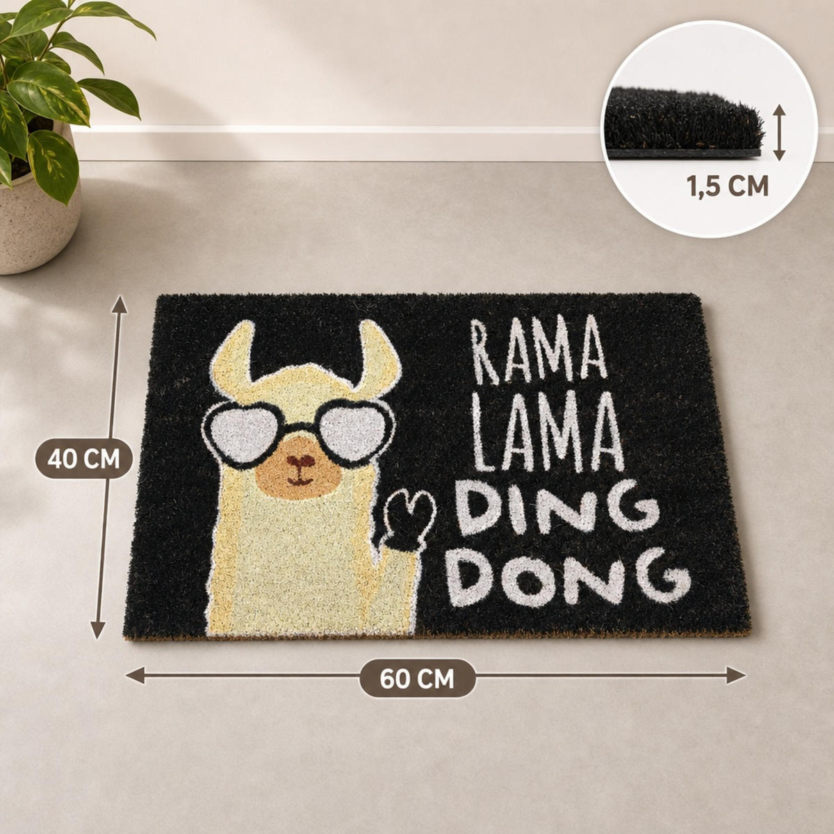 ROHOŽKA Vícebarevná kokosové vlákno lama protiskluzová 60x40 cm - různobarevná, textil/plast (60/40cm) - Relaxdays