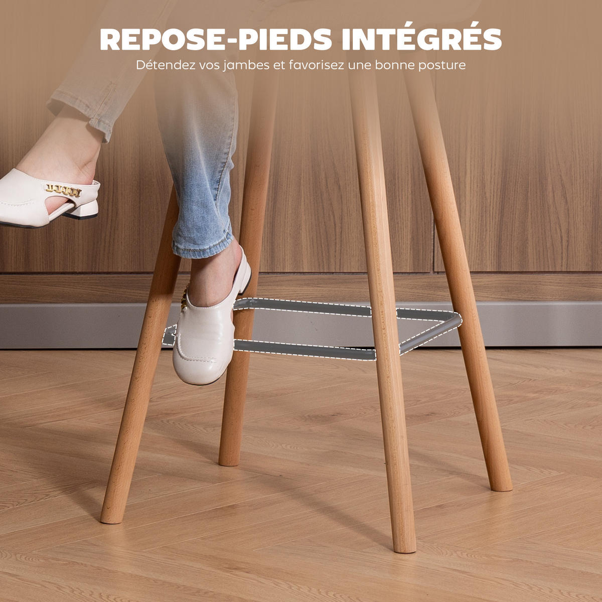 BARHOCKER 2er-Set DE-14800 gepolstert mit Rückenlehne & Fußstütze Grau - Grau, Holzwerkstoff (48/99.5/48cm) - ComfortXL