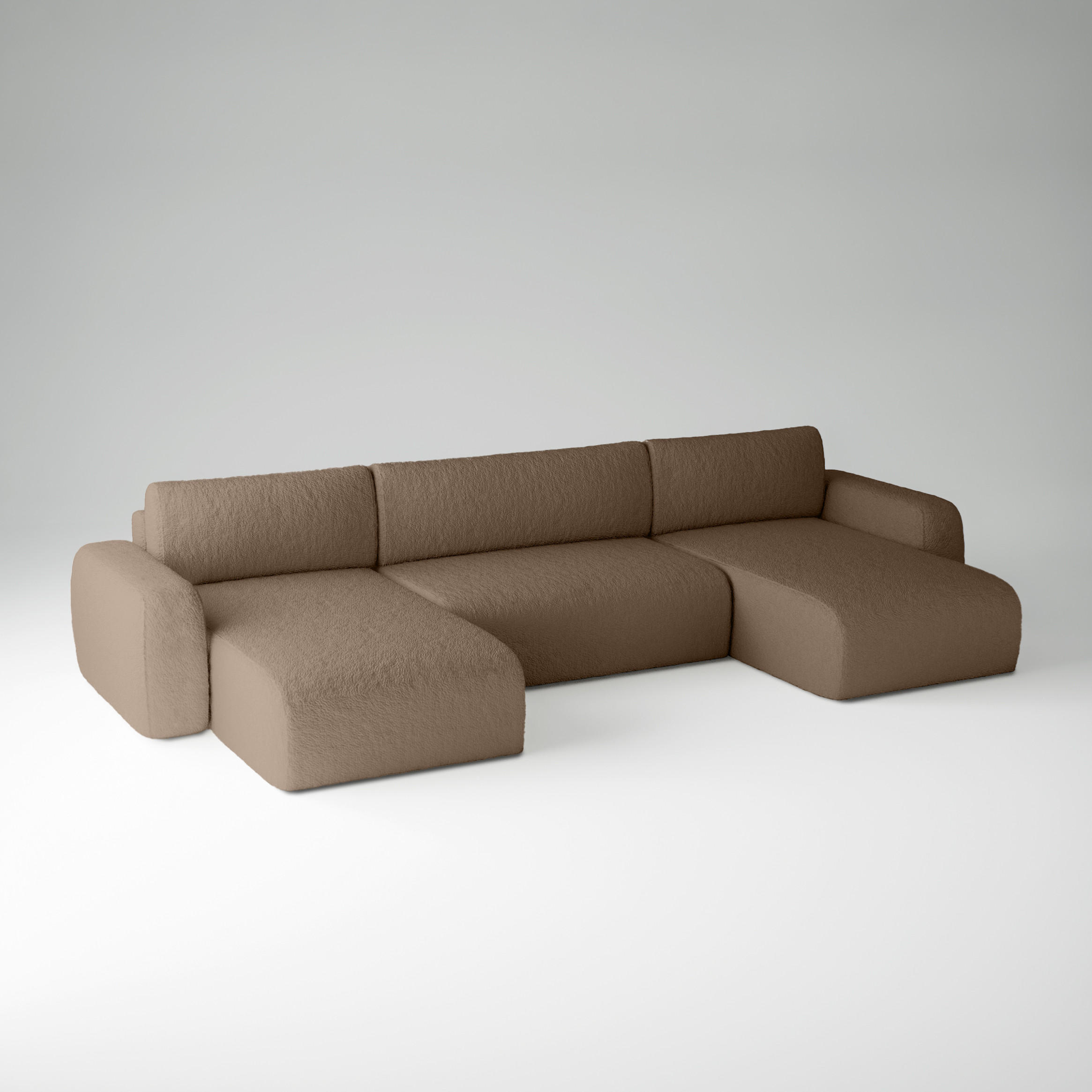 WOHNLANDSCHAFT Eckcouch Brown Varde U - Braun, Textil (185/70/398cm) - Fedve