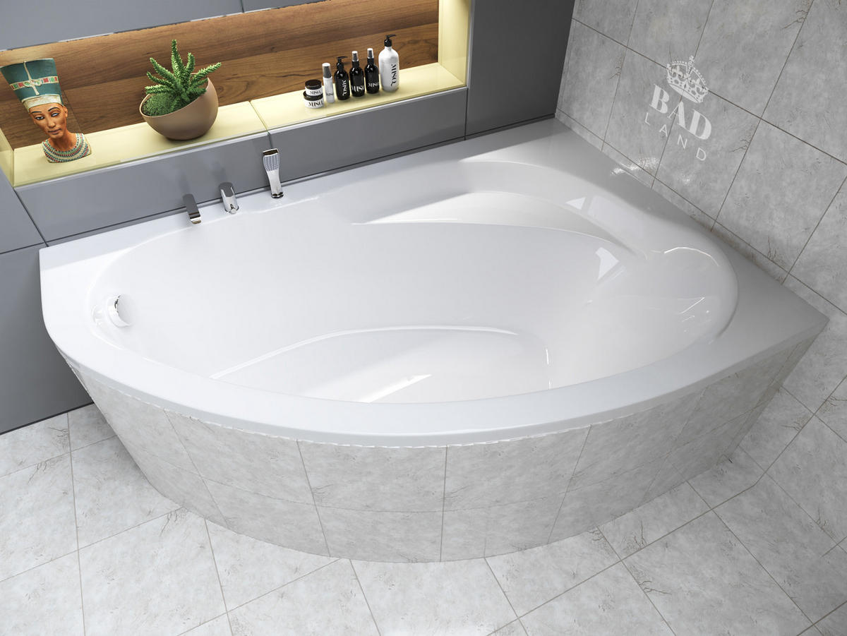 BADEWANNE Eckwanne MAREA 150/100 Rechts Ablauf & Füße - Weiß, Kunststoff (100/57.5/150cm) - bad land
