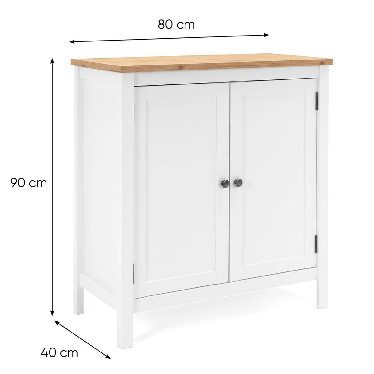 SIDEBOARD 80/90/40 cm Weiß, Natur - Chromfarben/Weiß, Holz (80/90/40cm) - Homestyle4u