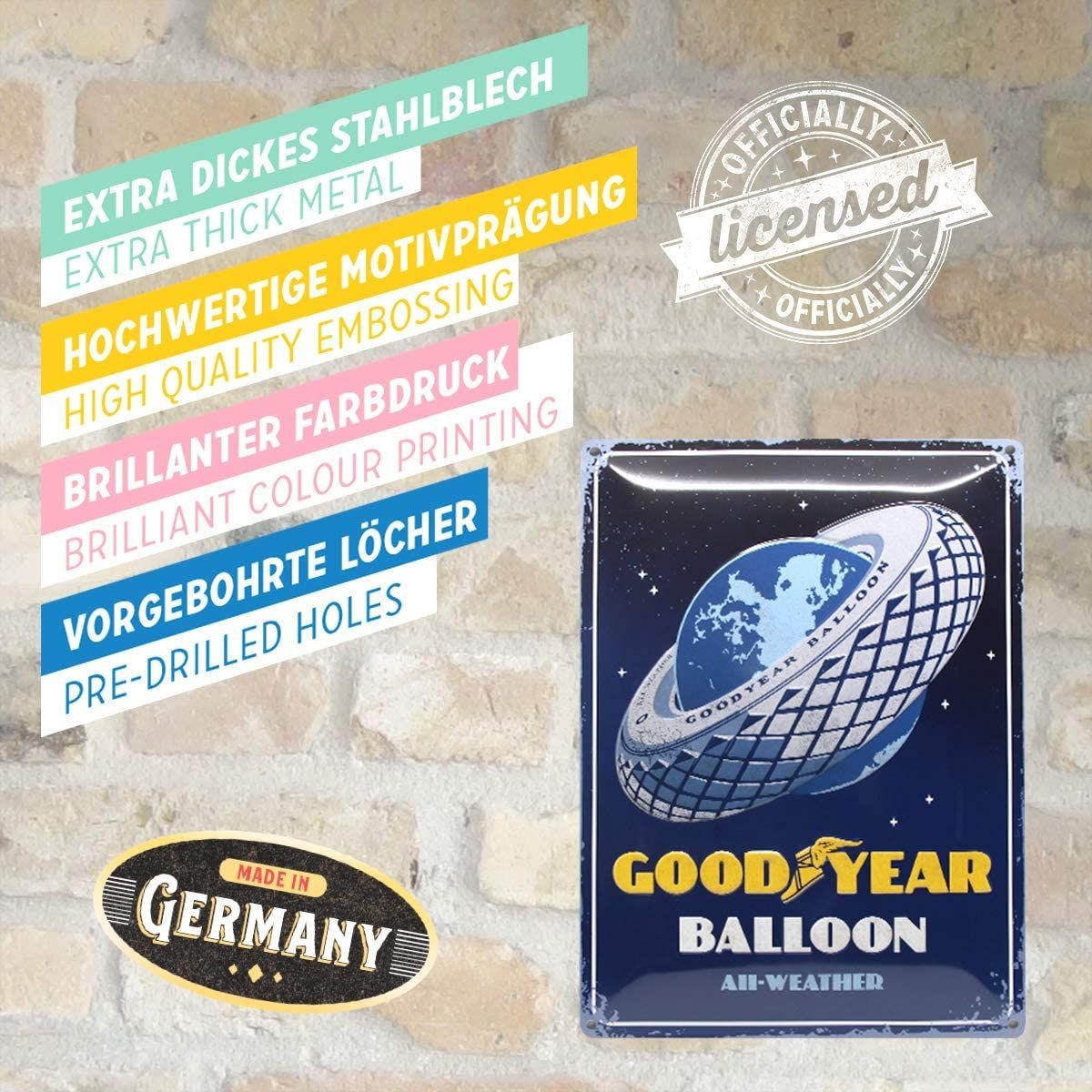 BLECHSCHILD 30/40 cm GOOD YEAR Balloon - Multicolor, Metall (30/40/0.2cm) - Nostalgic-Art