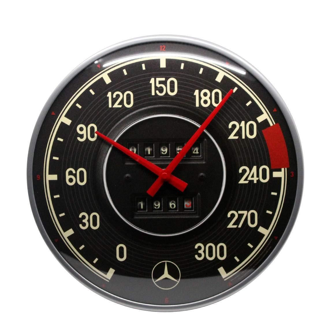 WANDUHR 31 cm Mercedes-Benz Tacho - Schwarz, Metall (31/31/5cm) - Nostalgic-Art