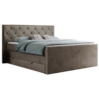BOXSPRINGBETT KING VELEN 160/200 Braun Velvet - H4 - Braun, Holz/Textil (160/200cm) - MKS