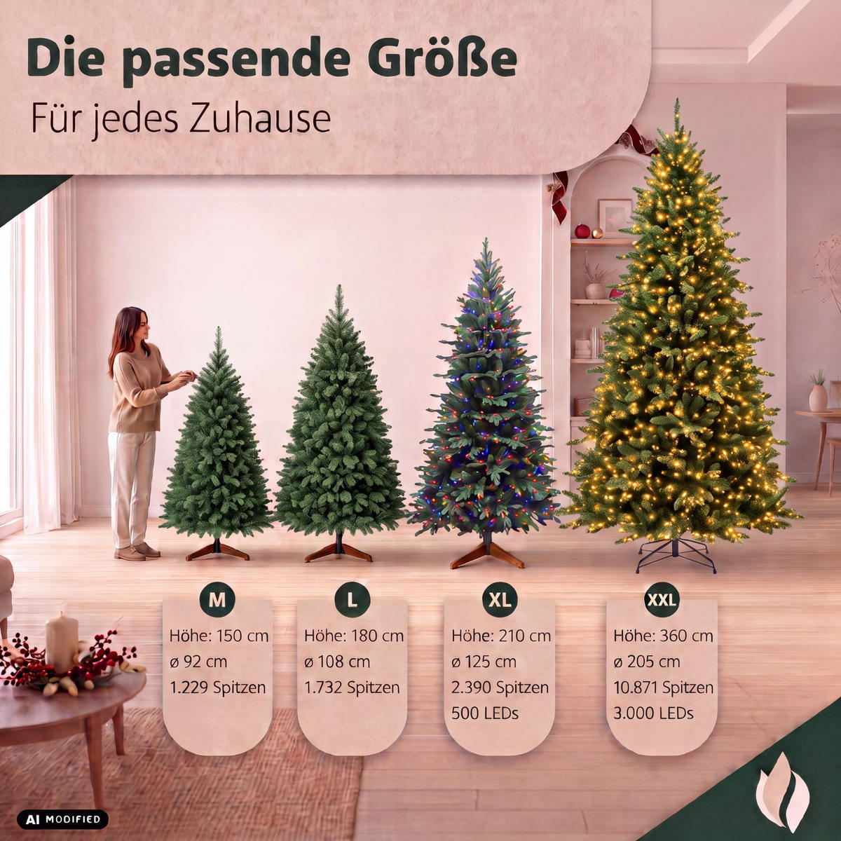 KÜNSTLICHER WEIHNACHTSBAUM OREGON mit Holzständer Höhe 180 cm - Grün, Kunststoff (108/180/108cm) - pink garten