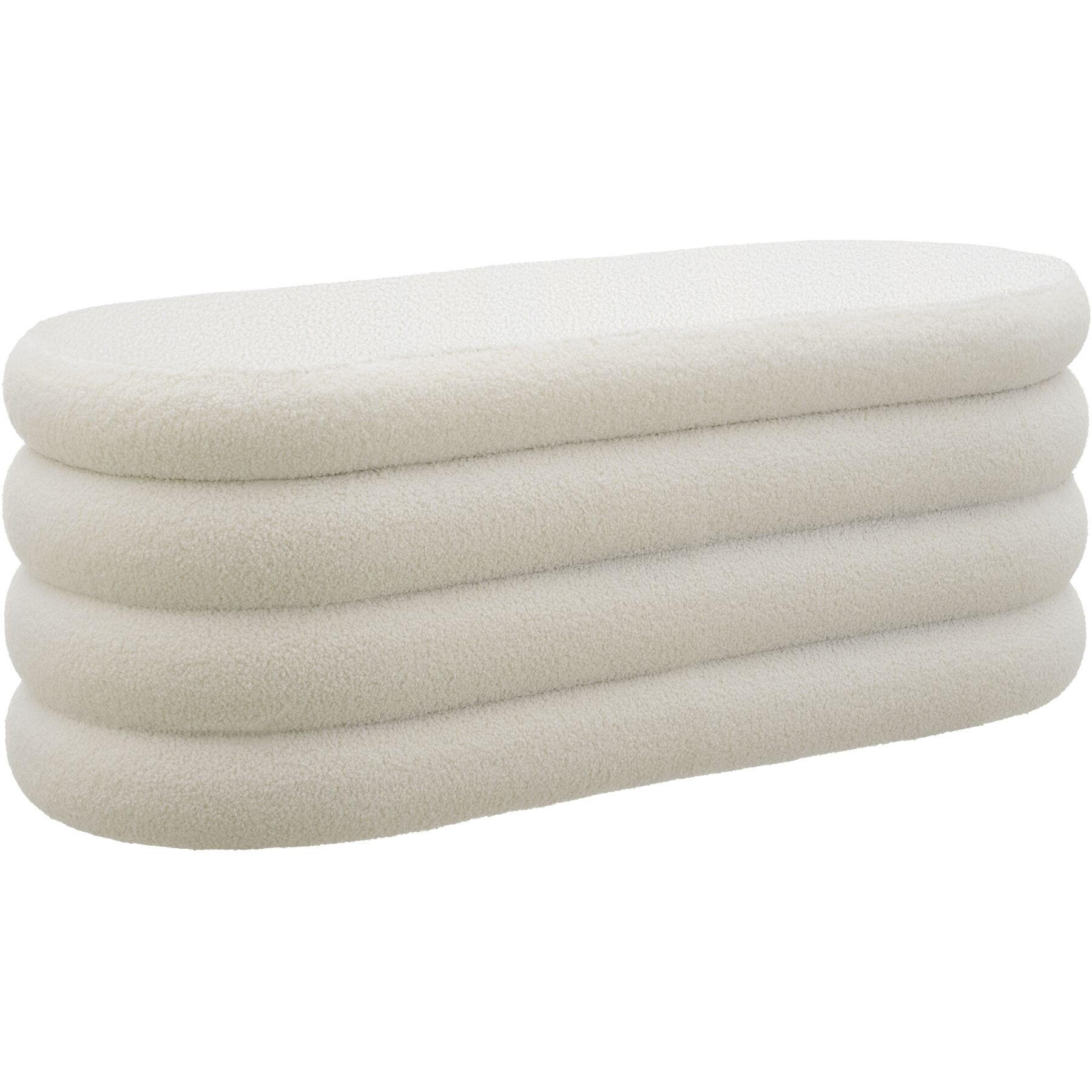 TRUHENBANK Altu,110 x 45 x 42 cm,Bouclé creme-weiß - Creme/Weiß, Holz (110/42/45cm) - tectake