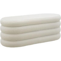 TRUHENBANK Altu,110 x 45 x 42 cm,Bouclé creme-weiß - Creme/Weiß, Holz (110/42/45cm) - tectake