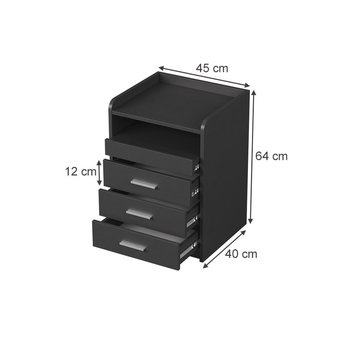 NACHTTISCH Edis Anthrazit 2er Set - Anthrazit, Holzwerkstoff (45/64/40cm) - Vicco