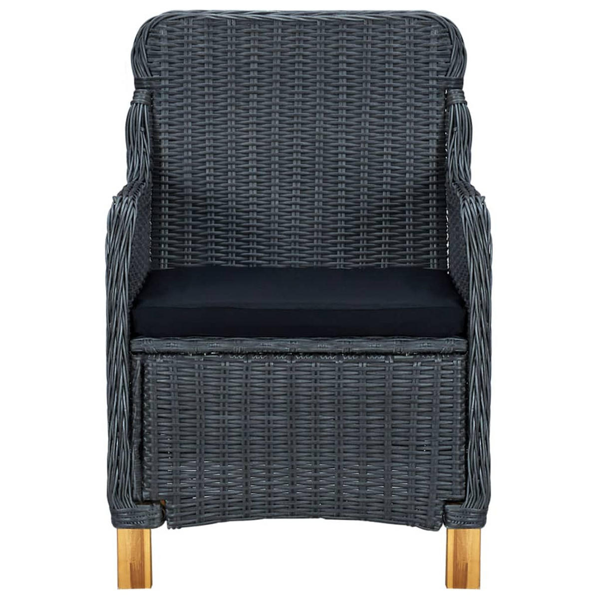 GARTENSTÜHLE mit Kissen 2 Stk. Poly Rattan Dunkelgrau - Grau, Metall (62/92/65cm) - furnicato