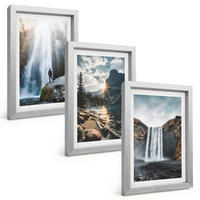 BILDER SET 3er Set - 20x30 cm Silberner Rahmen - Wasserfälle, Berge, Landschaften, Natur - Silberfarben, Kunststoff (20/30cm) - TULUP