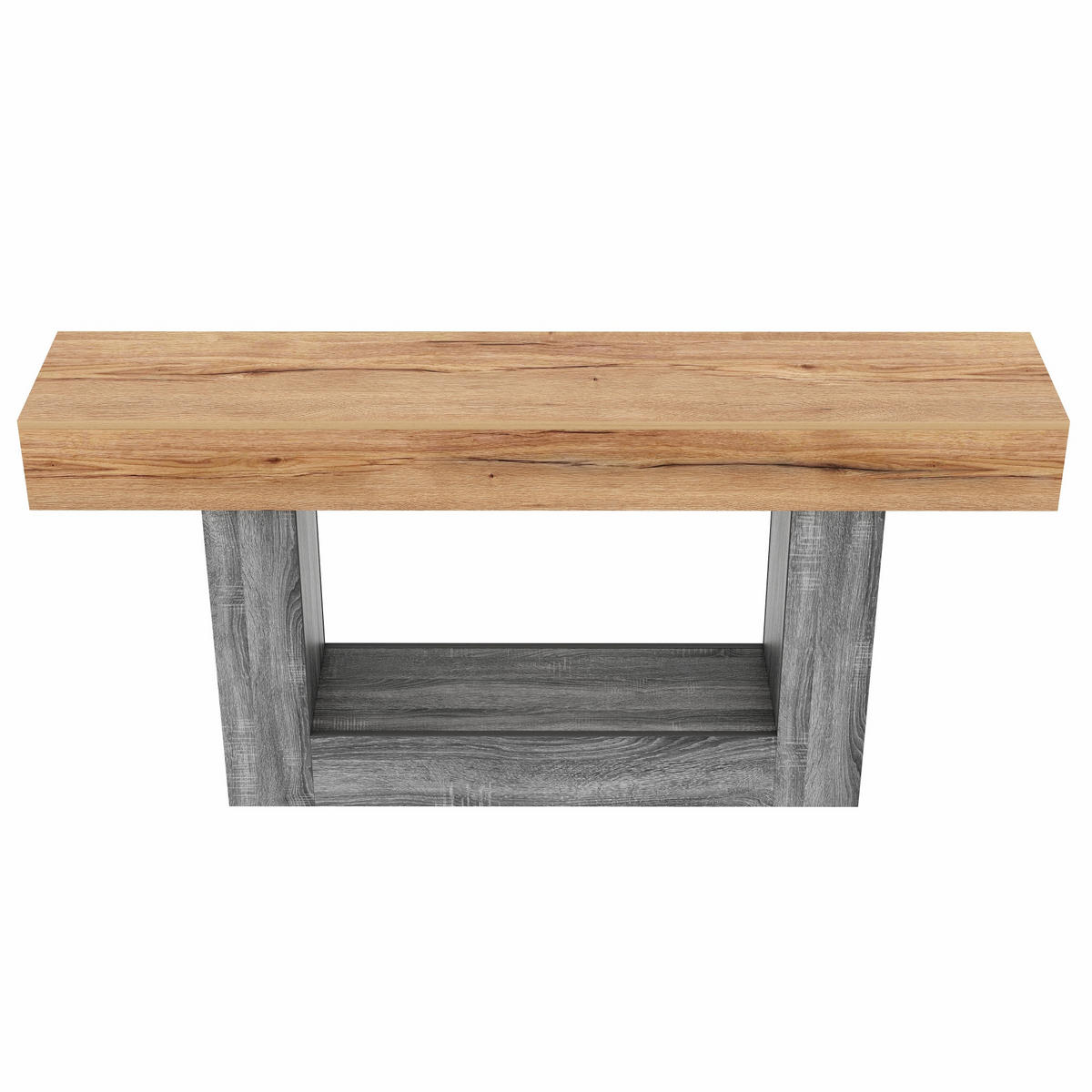 KONSOLENTISCH DE-37069 zweifarbig mit U-förmigen Stützen Natur/Grau - Naturfarben, Holzwerkstoff (160/30/82.5cm) - ComfortXL