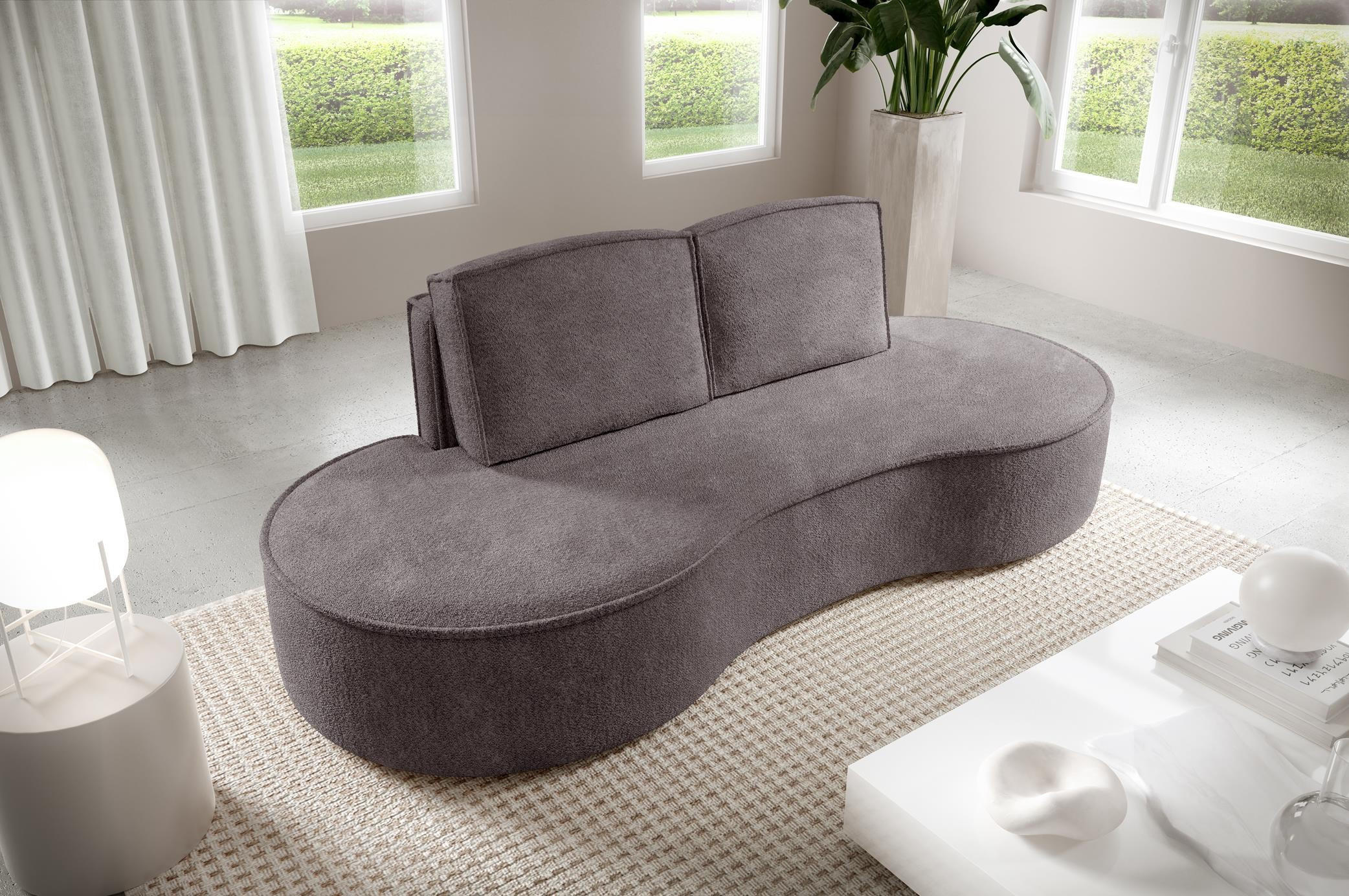 SOFA Flow Grau, mit Kissen in Abriamo Stoff - Grau, Holzwerkstoff (234/88/101cm) - Bettso