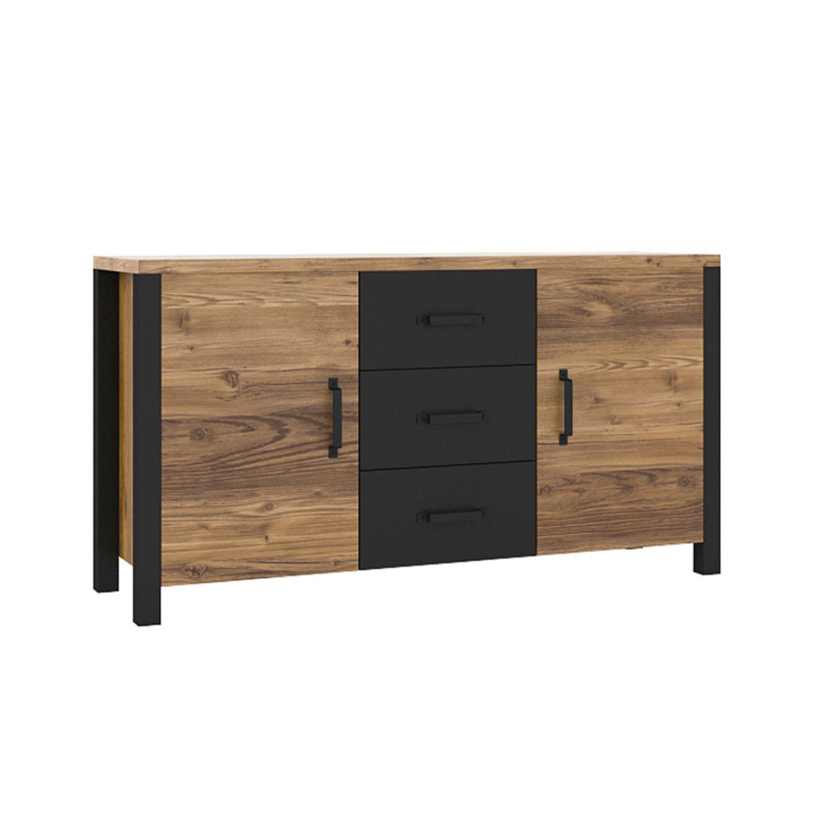 SIDEBOARD Lyam Holz und Schwarz - Schwarz, Holzwerkstoff (147/79/43cm) - Petits-meubles
