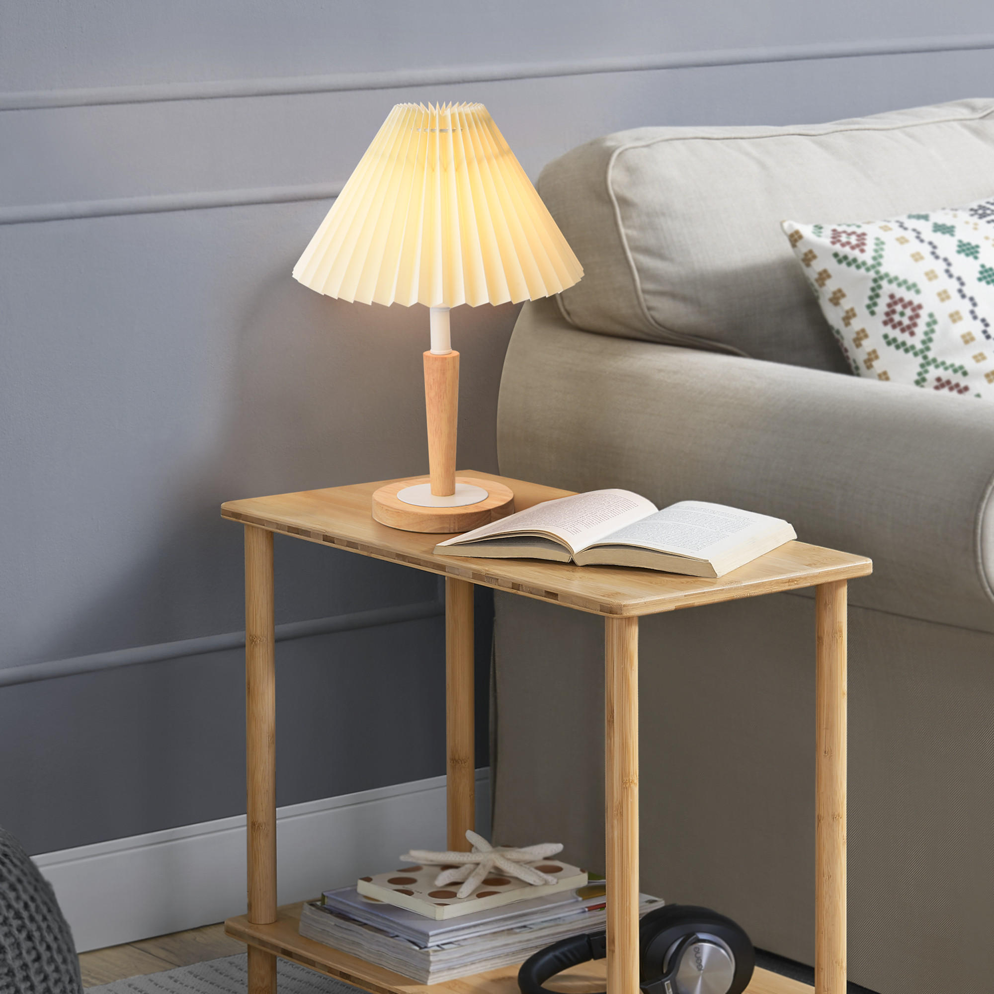 TISCHLEUCHTE Sittingbourne - Creme, Textil (24/24/35cm) - lux.pro