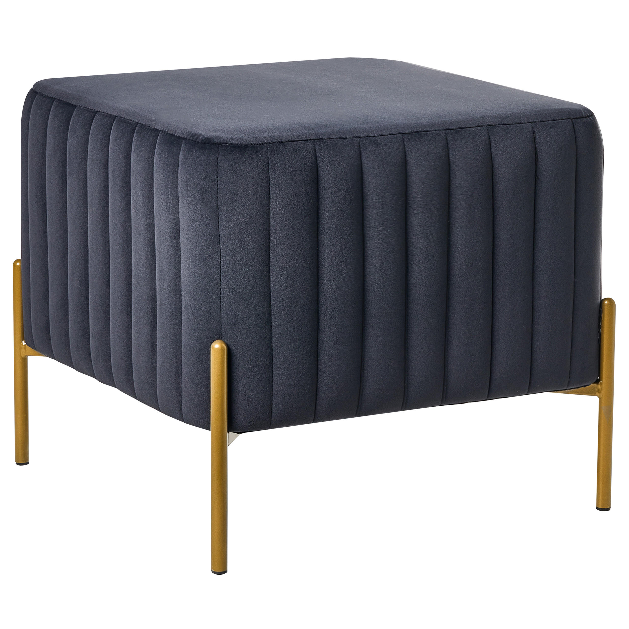 HOCKER Samtstoff Schwarz Utah - Schwarz, Textil (47/43/47cm) - Beliani