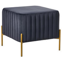 HOCKER Samtstoff Schwarz Utah - Schwarz, Textil (47/43/47cm) - Beliani
