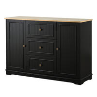 SIDEBOARD 126/40/86 cm Schwarz aus MDF mit 3 Schubladen und Türen - Schwarz, Holzwerkstoff (40/86/126cm) - OKWISH