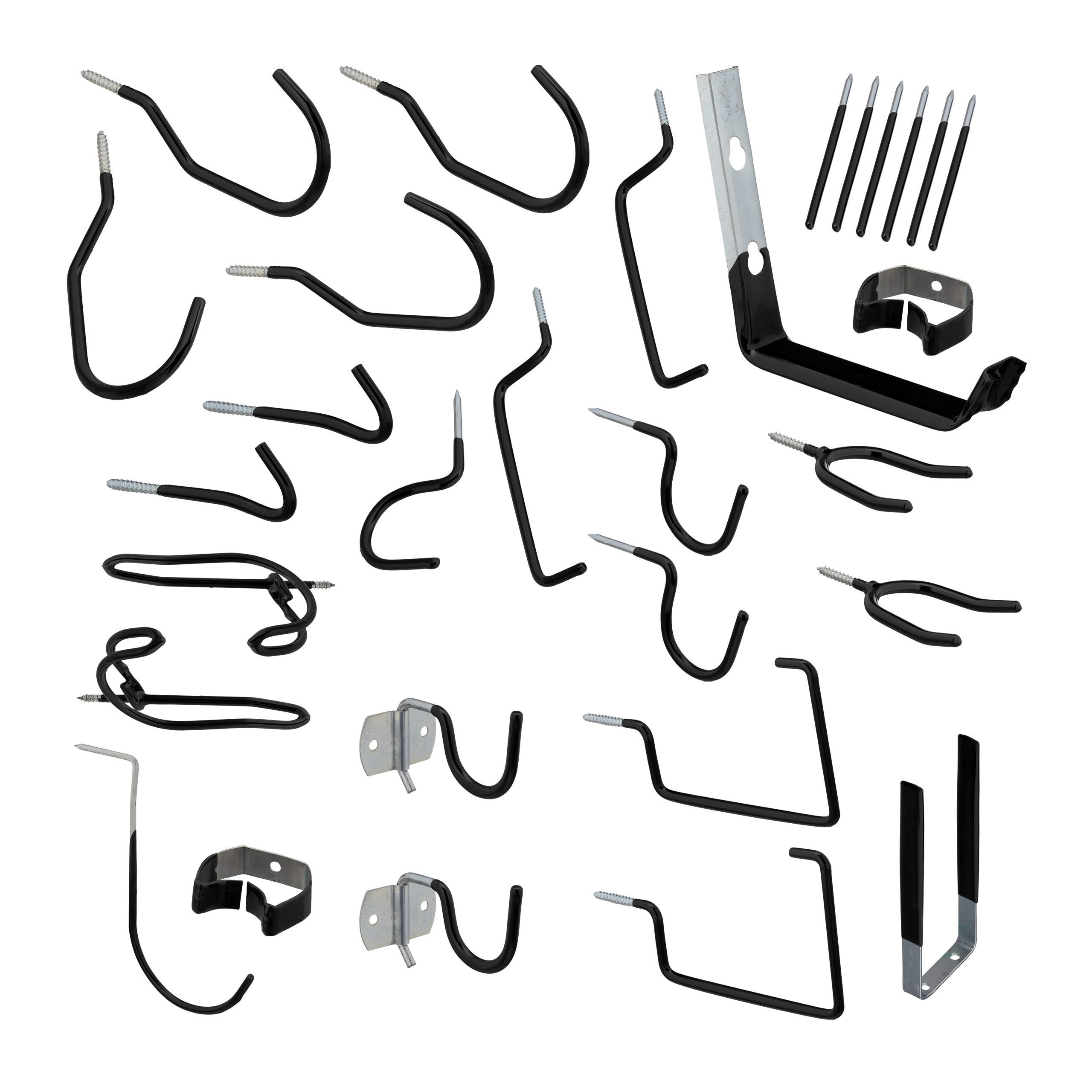 30-TLG.WANDHAKEN-SET - Schwarz, Kunststoff/Metall (3.5/15/20cm) - Relaxdays