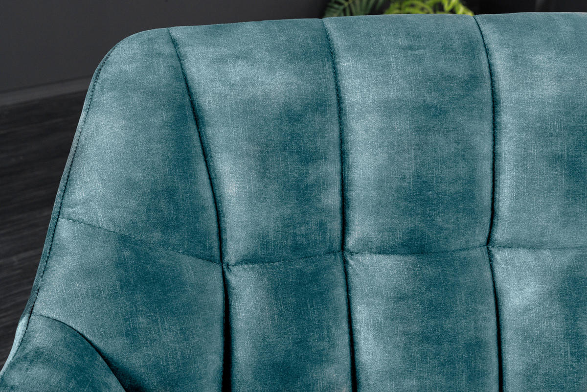 SITZBANK PAPILLON Samt Metall Petrol 165 cm - Blau/Schwarz, Textil/Metall (165/85/65cm) - riess-ambiente