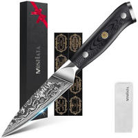 KÜCHENMESSER Damaststahl 9 cm VG10 G10-Griff Geschenkpaket - Silberfarben, Metall (20.3cm)