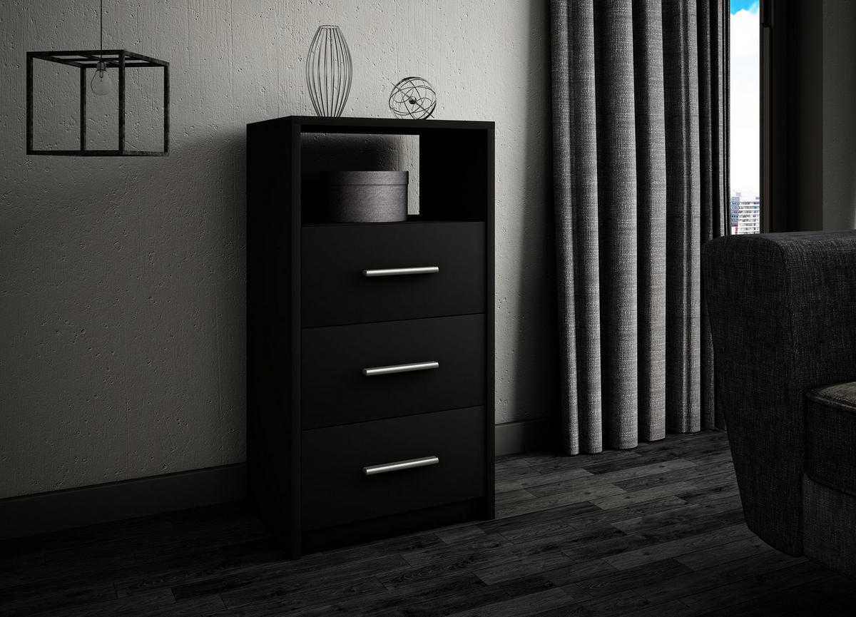 KOMMODE 3SO Schwarz 40/35/75 cm - Schwarz, Holzwerkstoff (40/75/35cm) - Matkam Möbel