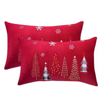 KISSENBEZUG 2-teiliges Set Weihnachten 30 x 50 cm Samt Rot - Rot, Textil (30/50cm)