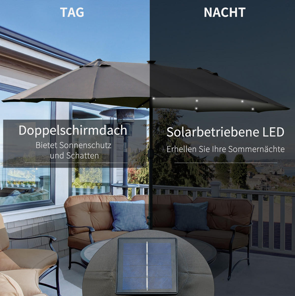 SONNENSCHIRM rund 305 cm in Orange mit Kurbel und Neigefunktion - Orange, Metall (294/294cm) - BEAOK
