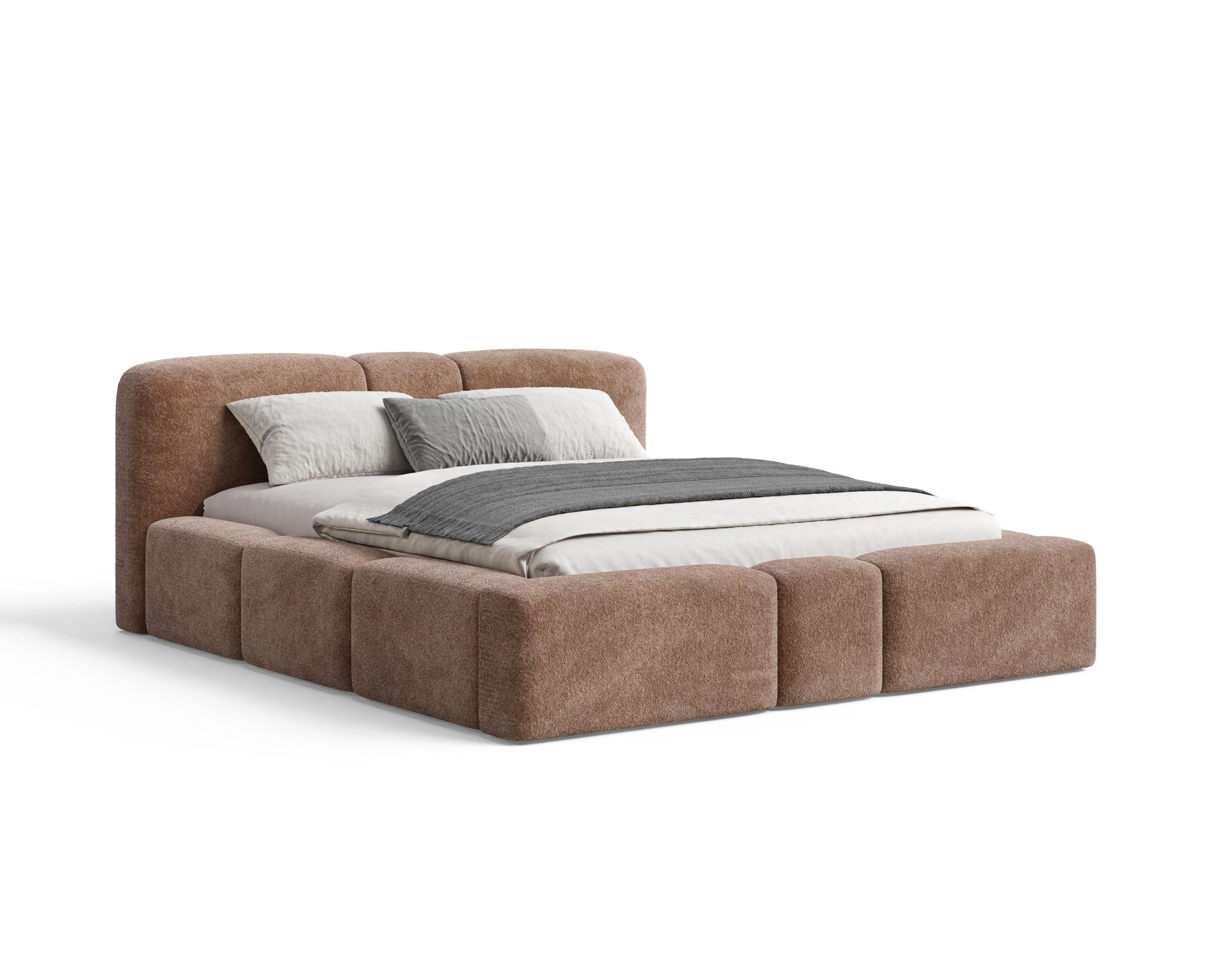 POLSTERBETT Monte160x200 cm- Bettkasten und Stauraum - Doppelbett mit Stabilem Metallrahmen - Monte-Stoff- Hellbraun - Hellbraun, Holzwerkstoff (160/200cm) - Chilly
