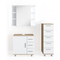 BADMÖBEL-SET Ilias Sonoma 3 Teile, mit Midischrank - Weiß/Sonoma Eiche, Holzwerkstoff (60/60.8/33cm) - Vicco