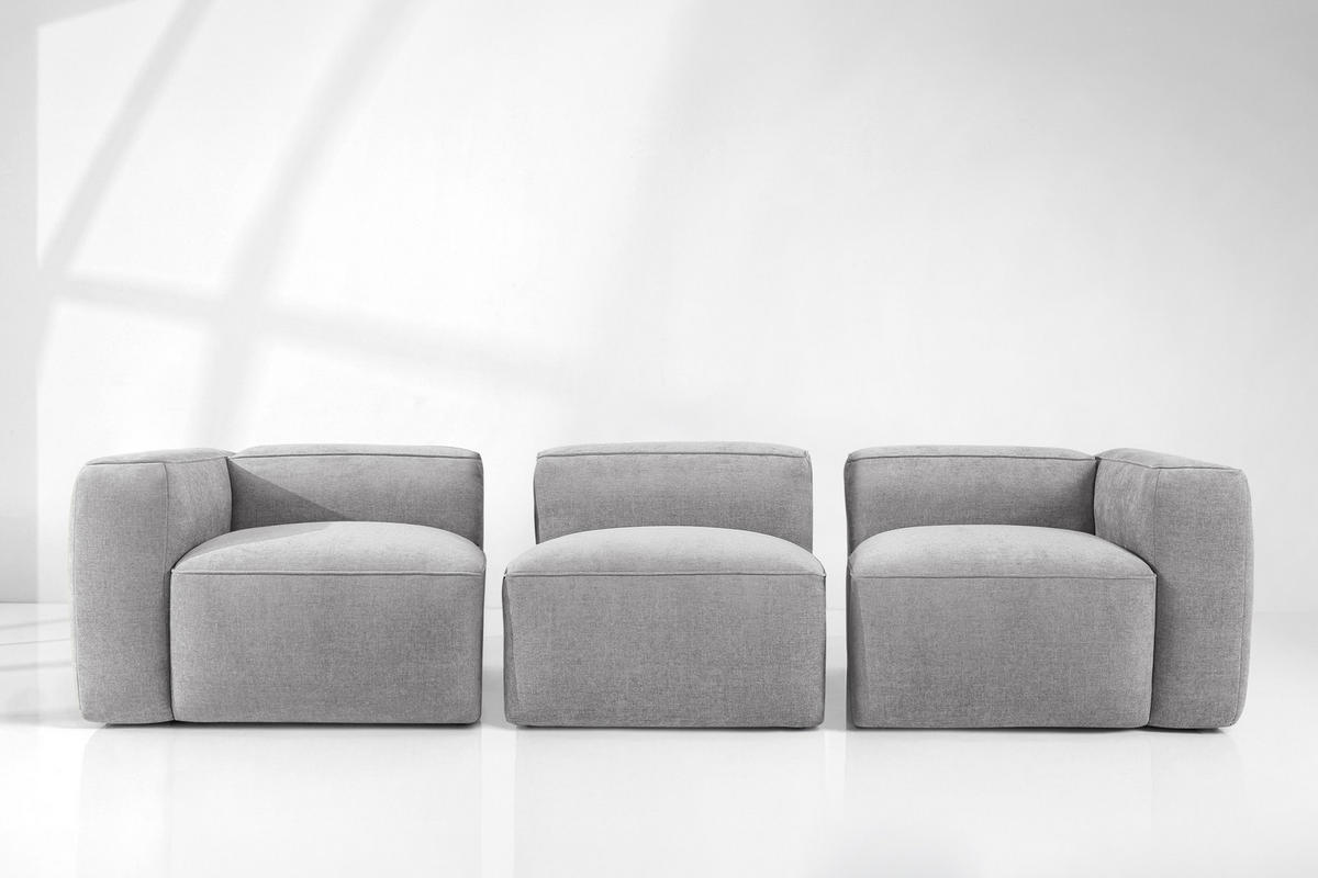 3-SITZER SOFA FUBBO, Hellgrau - Hellgrau, Holz/Holzwerkstoff (290/73/96cm) - KONSIMO®