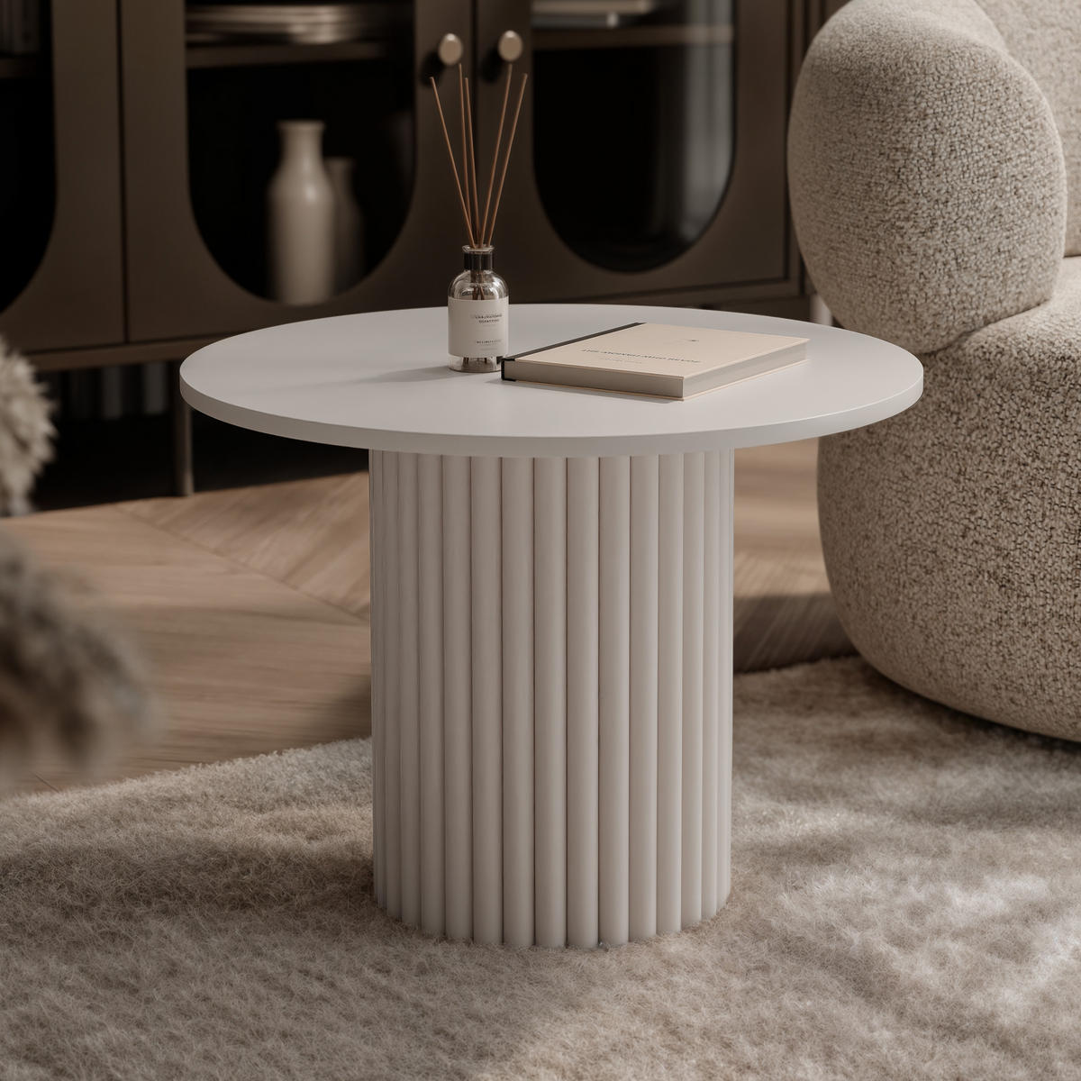 COUCHTISCH BARNEY mit geriffeltem Sockel, kaschmir - Kaschmir, Holzwerkstoff (60/60/38cm) - Idohome
