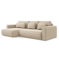 ECKSOFA mit Schlaffunktion Samt Stoff Beige - Beige/Creme, Kunststoff/Textil (149/278cm) - Makamii