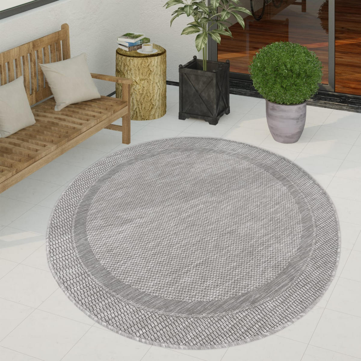 OUTDOORTEPPICH 120/120 cm Roma 272 - Grau, Kunststoff (120/120cm) - Paco Home