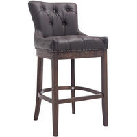 BARHOCKER Echtleder braun - Dunkelbraun/Braun, Leder/Holz (55/109/57cm) - CLP