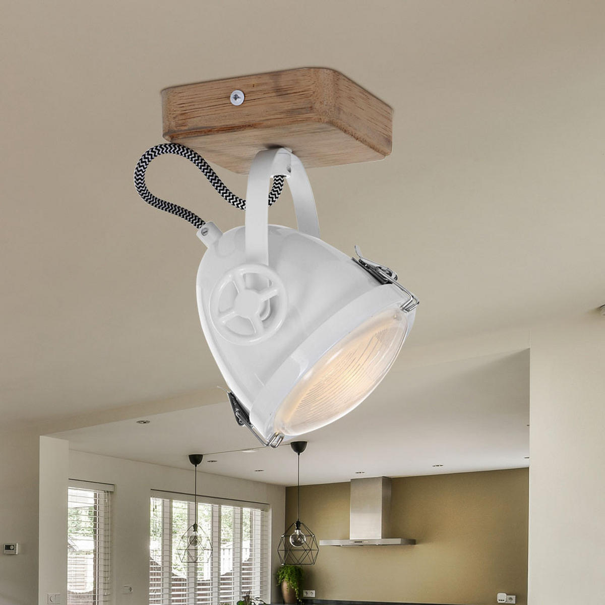 LED DECKENLEUCHTE Michelle Holz Weiß - Weiß, Holz (11/11/18cm)