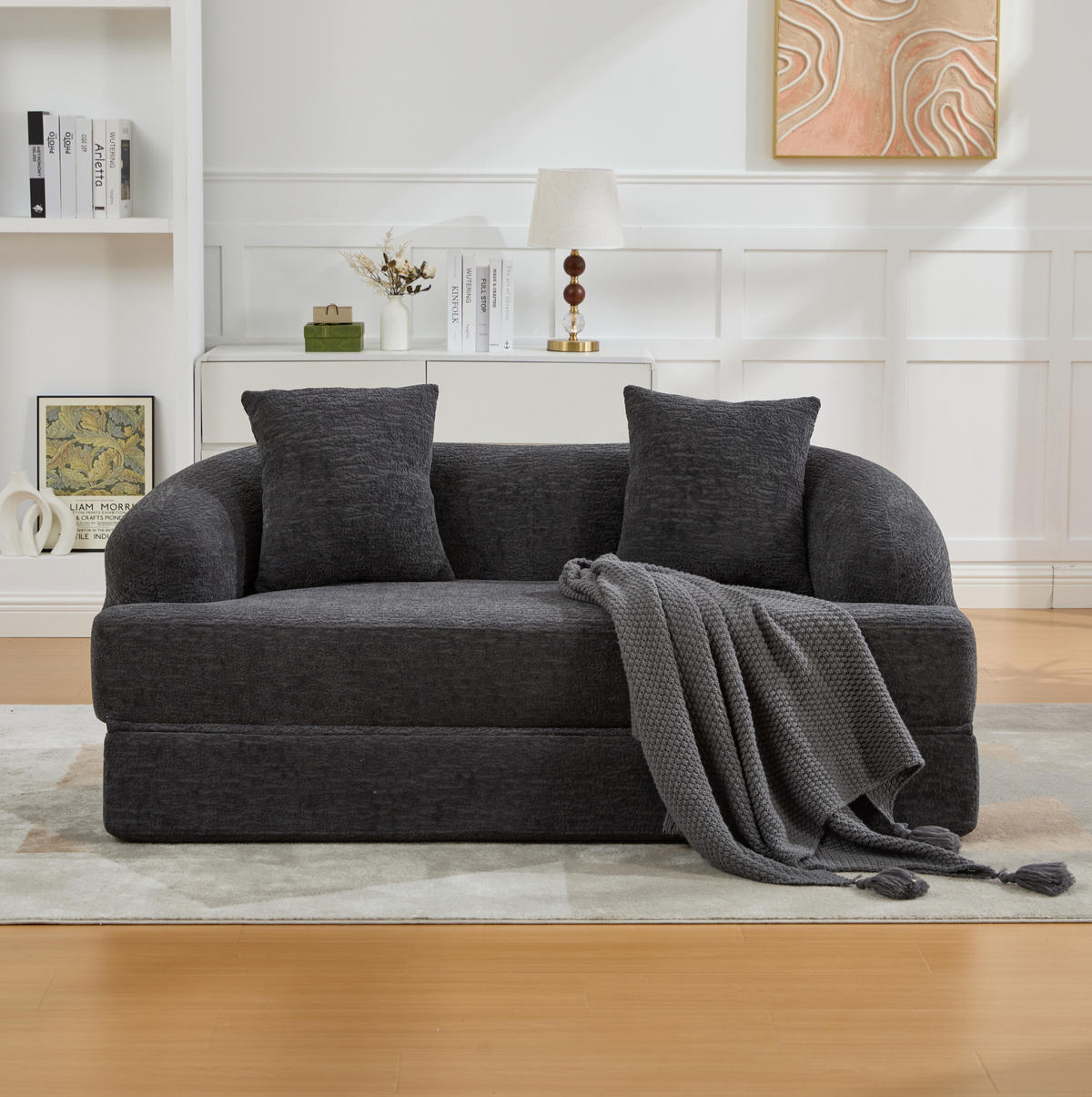 SCHLAFSOFA 157/84/65 cm aus Chenille mit Klappfunktion Dunkelgrau - Dunkelgrau, Textil (84/65/157cm) - Modenvie