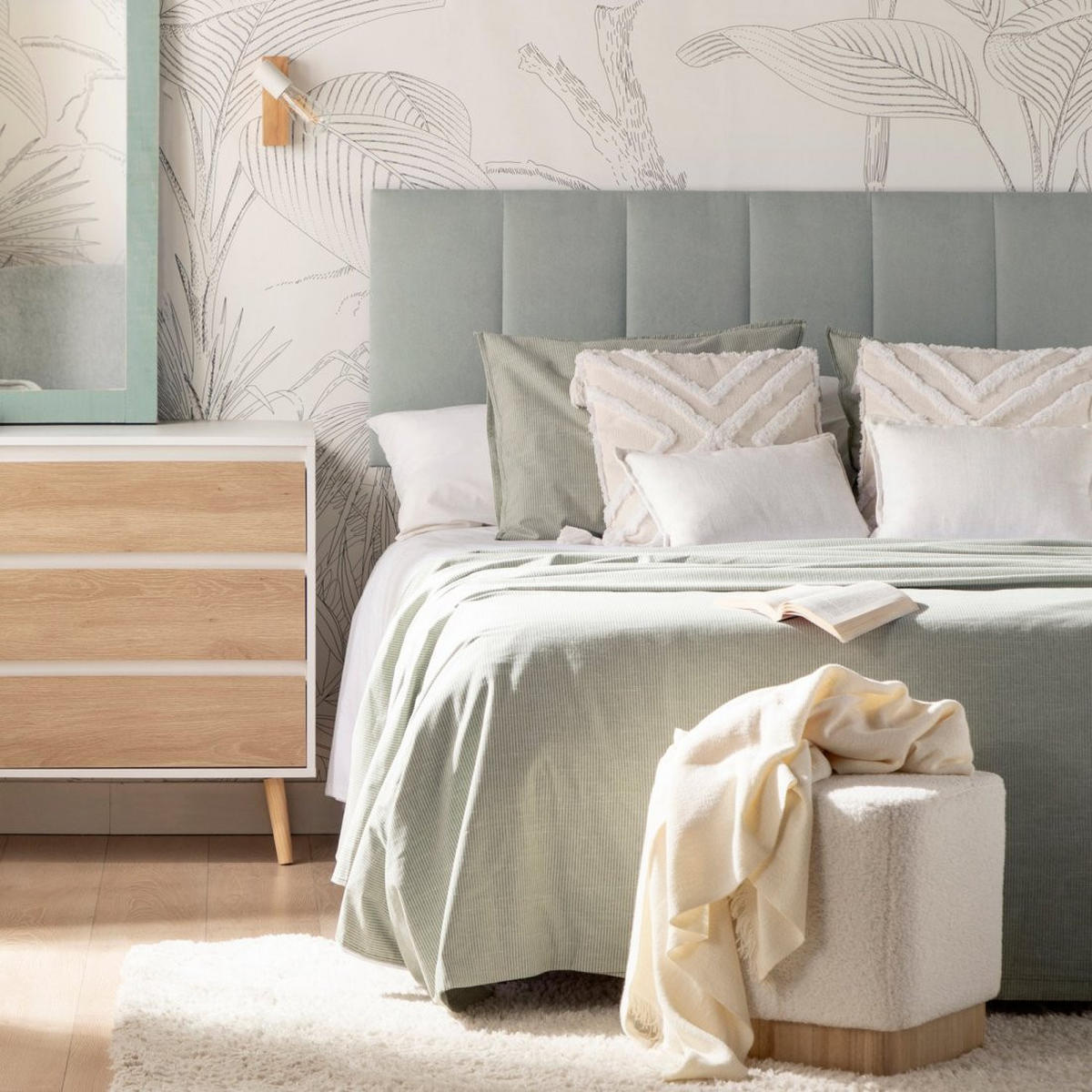 KOPFTEIL DOPPELTES Corso Grün 166 cm x 53 cm - Grün, Textil (166/4cm) - Klast Home