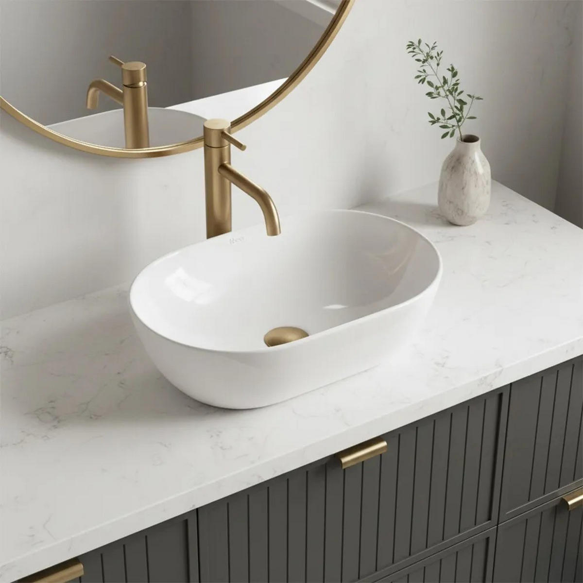 AUFSATZWASCHBECKEN Rea Amelia 45 - Weiß, Keramik (31/12.5/45cm) - REA