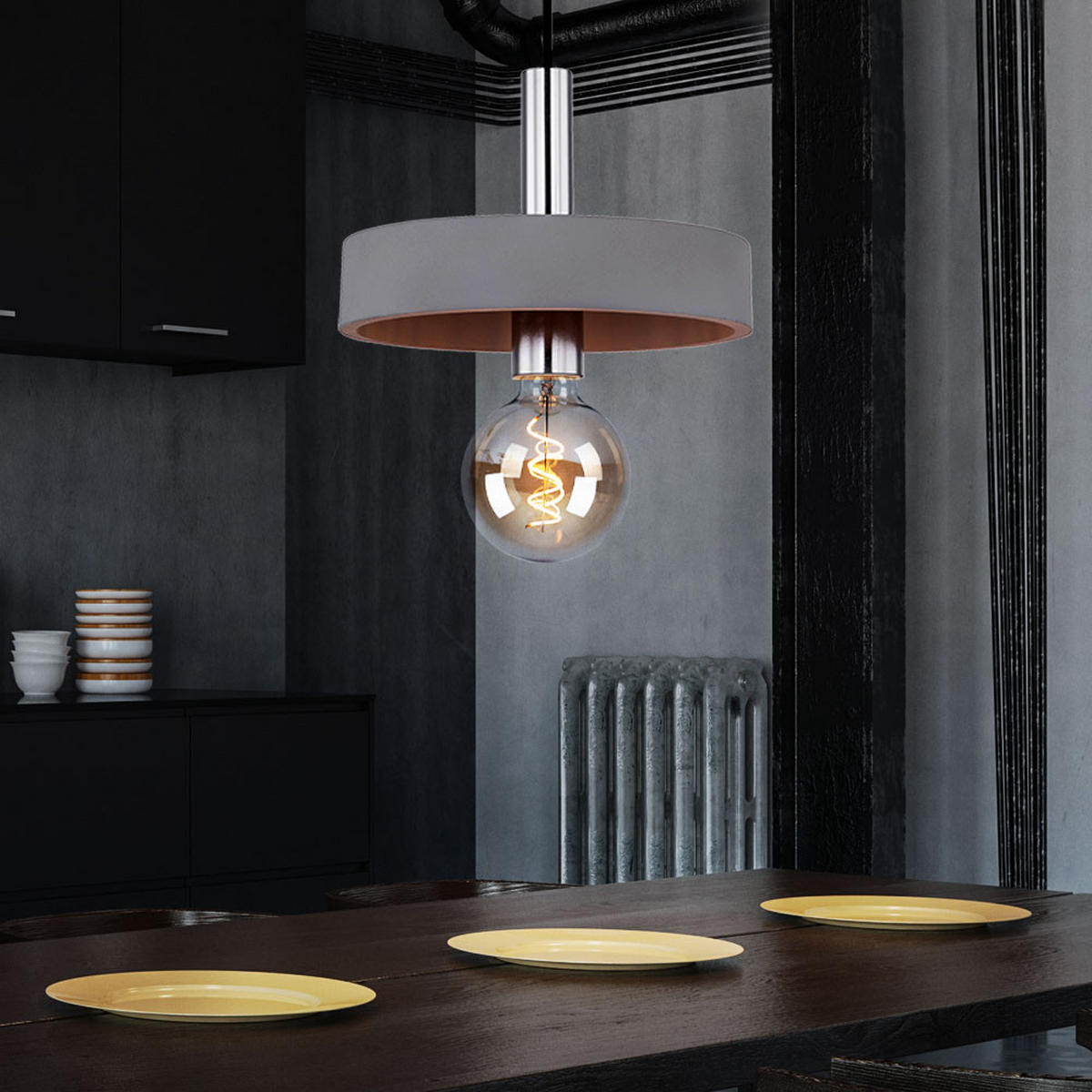 HÄNGELEUCHTE TIMO Metall Betonoptik Grau - Grau, Metall (23/23/171cm)