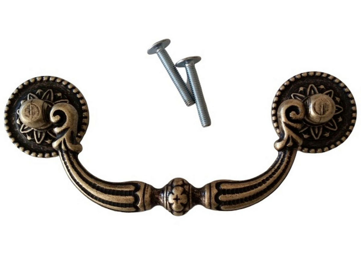 HÄNGEGRIFF Klappgriff Möbelgriff Altmessing Messing brüniert Landhausstil - Messingfarben, Metall (0.01/1/12.6cm)