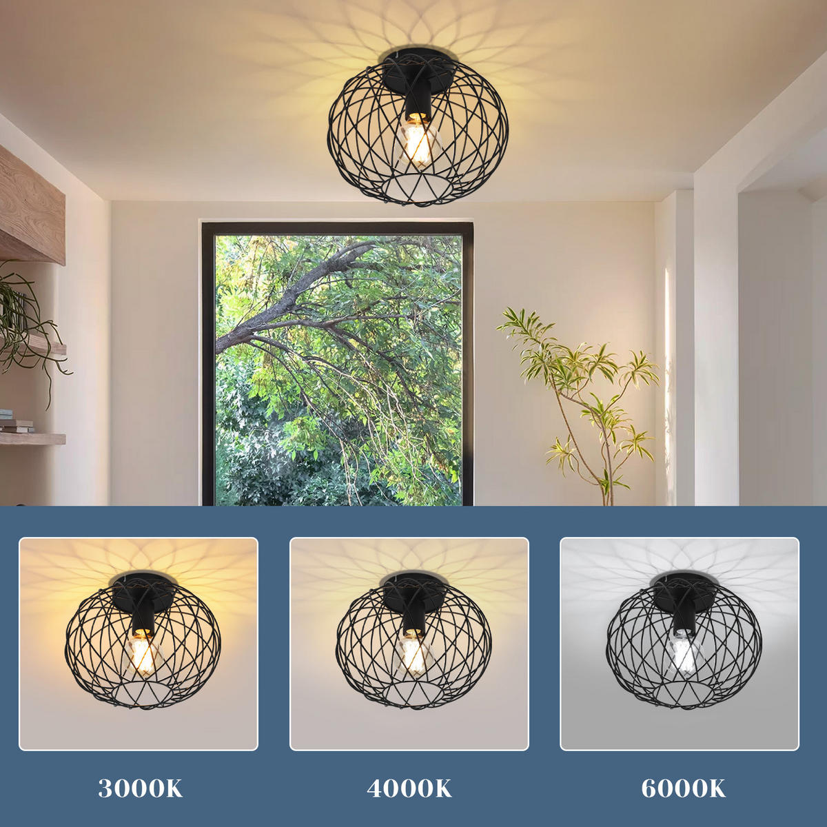 LED-DECKENLEUCHTE Svindar 30/30/23 cm - Schwarz, Metall (30/30/23cm) - ZMH