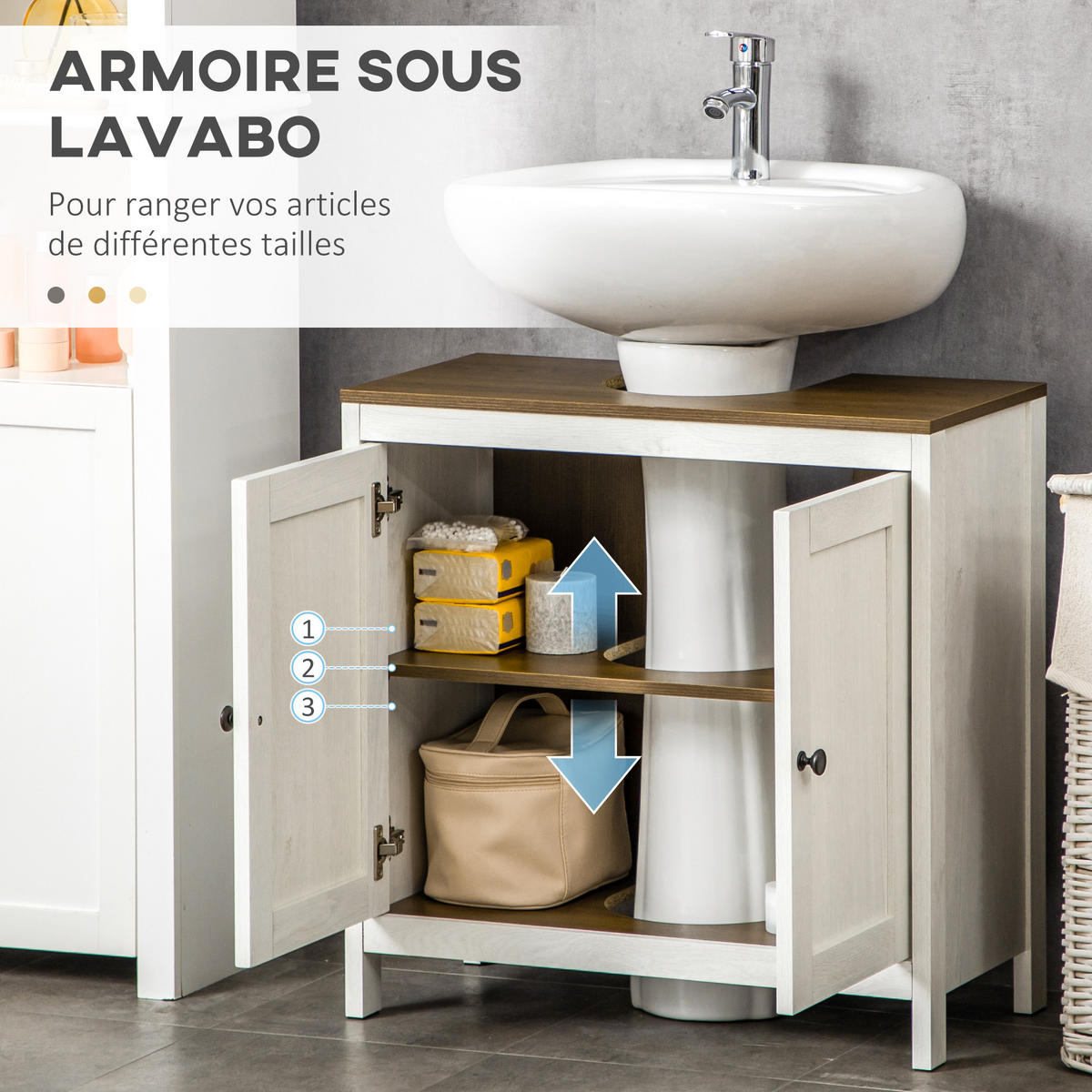 BADEZIMMERSCHRANK 60/30/60 cm weiß - Weiß, Karton (60/60/30cm)