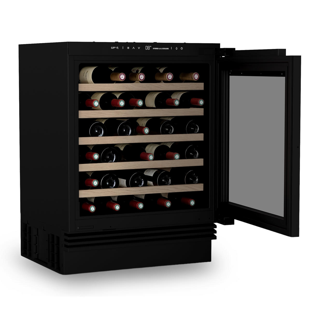 WEINKÜHLSCHRANK CAVINTG48 Schwarz, 48 Flaschen, Kapazität 134L, Anti-UV-Glastür, Temperatureinstellung von 5 °C bis 22 °C - Schwarz, Metall (54/81.8/59.5cm) - Les Petits Champs