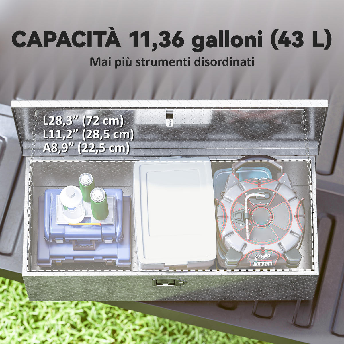 WERKZEUGKASTEN, 43-Liter-Alu-Kasten mit Schloss, 76,2 x 33 x 24,4 cm, Silber - Multicolor, Kunststoff (33/24.4/76.2cm) - FORIOUS