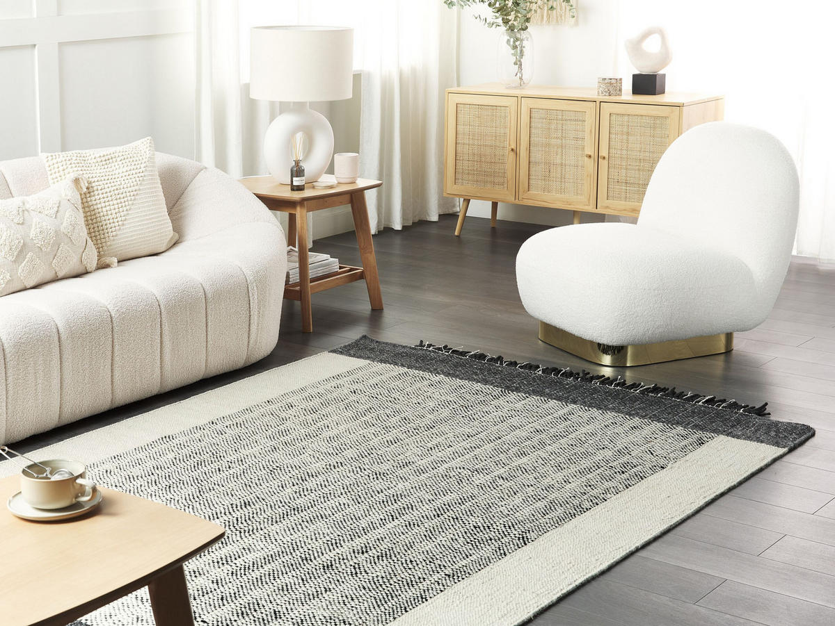TEPPICH geflochten Ketenli 230/160 cm - Weiß, Textil (160/230cm) - Beliani