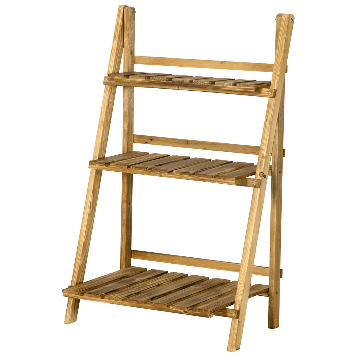 BLUMENTREPPE DE-12127 3-stufig, klappbar, pyramidenförmig Braun - Braun, Holz (37/93/60cm) - ComfortXL